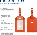 Luggage Tags Leather Personalized Suitcase Tag Set Luggage id Tags Labels Travel Accessories-Set of 4(Orange)