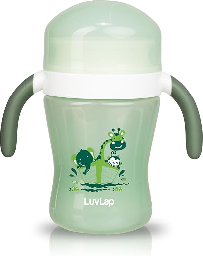 LuvLap 360° Soft Spout Baby Trainer Sipper, 240ml, Dual Handle Leakproof & spillproof Sippy Cup for Babies/Toddlers/Kids, Easy-Grip Handles, BPA-Free, Ergonomic Design, Green