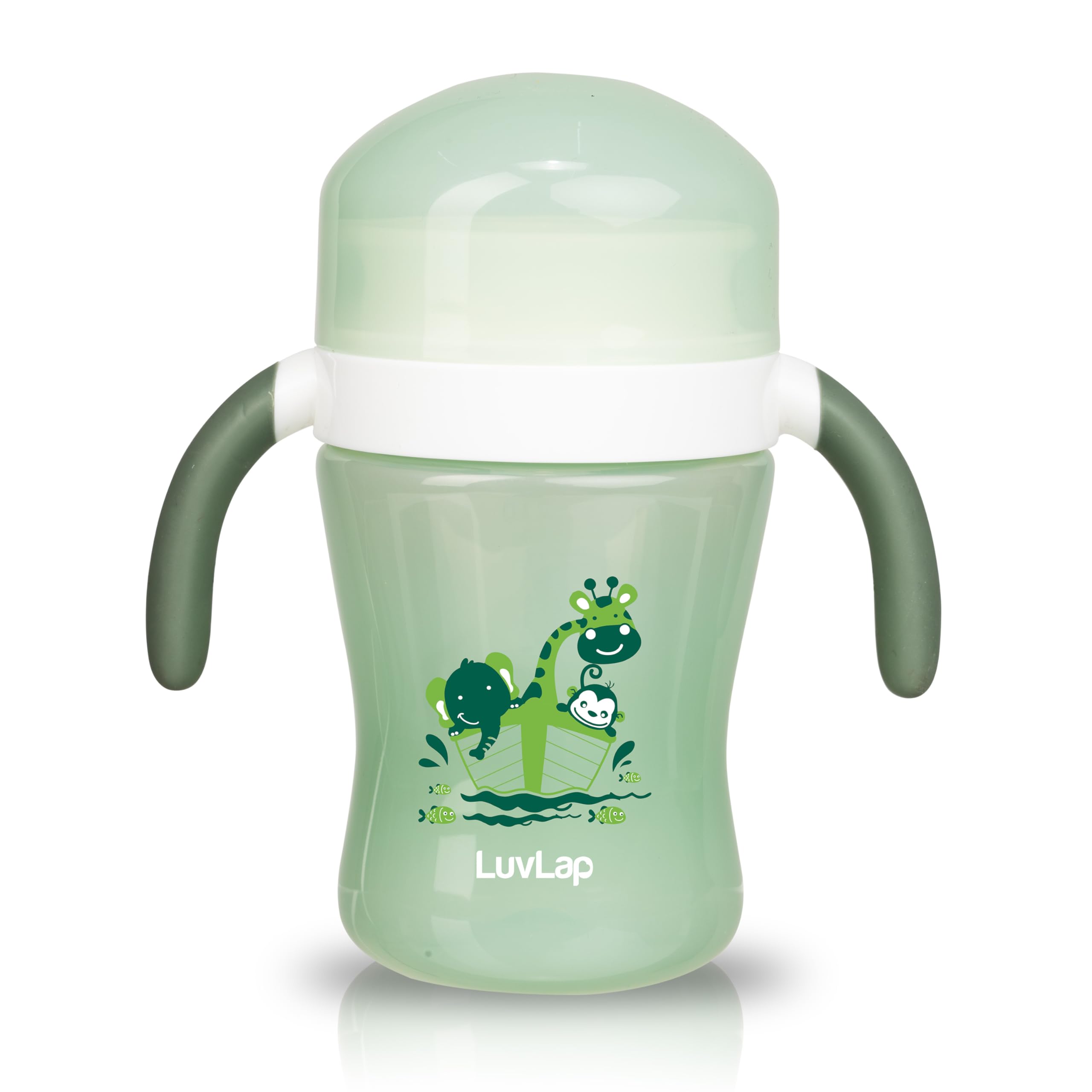 LuvLap 360° Soft Spout Baby Trainer Sipper, 240ml, Dual Handle Leakproof & spillproof Sippy Cup for Babies/Toddlers/Kids, Easy-Grip Handles, BPA-Free, Ergonomic Design, Green