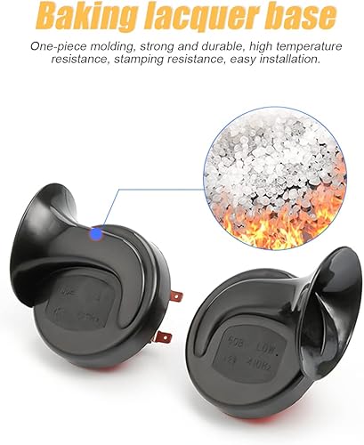 Miniatura 4 de Bocina de tren súper ruidosa de 300 DB 2 bocinas eléctricas de caracol de aire para automóvil 12 V kit de repuesto de bocinas de aire impermeables