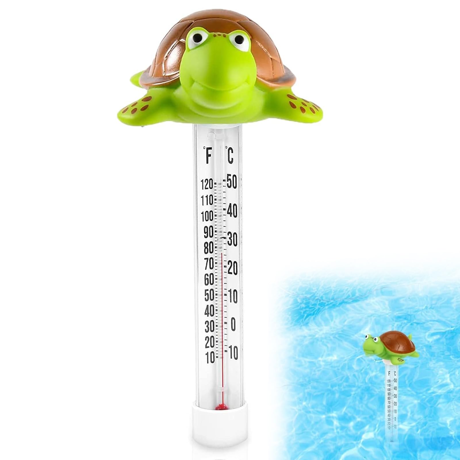 KAZGVN Water Thermometer, Cute Turtle Design Floating Pool and Hot Tub Thermometer, Water Temperature Thermometer Gauge for Outdoor & Indoor Swimming Pools, Spa, Pond, Hot Tub, Wild Swimming