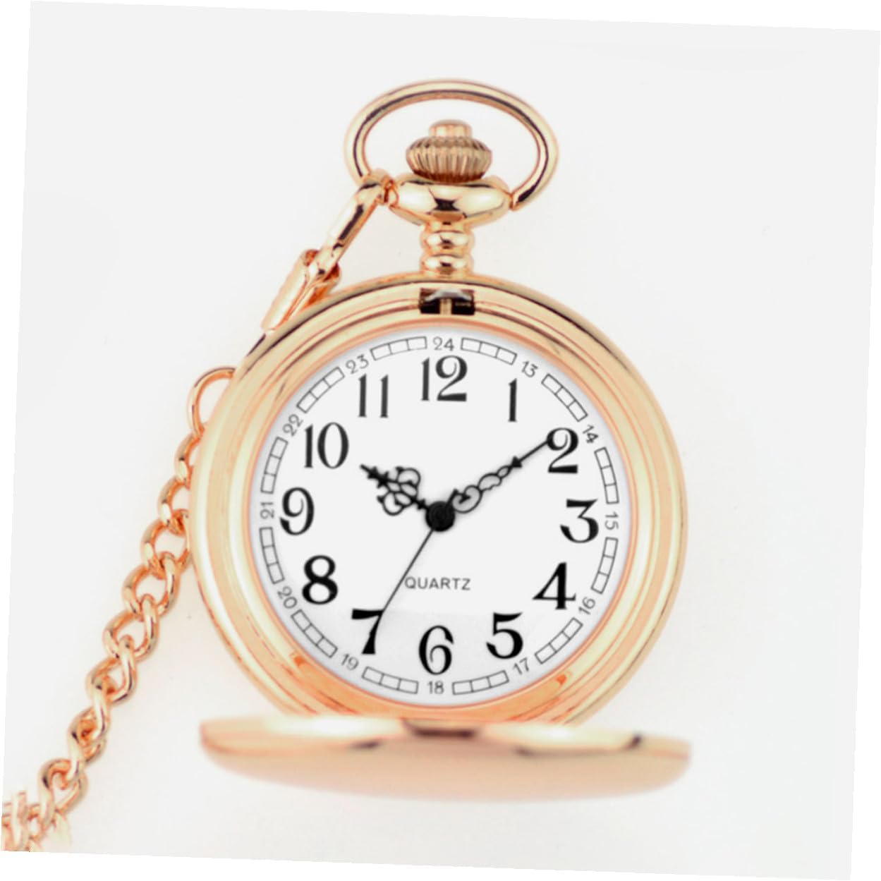 Holibanna Retro Clamshell Pocket Watch with Digital Display Polished Double-Sided Mechanical Watch for Men Women Students Lightweight Hanging Timepiece in Rose Gold