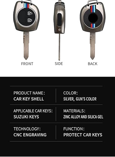 Miniatura 6 de SANRILY Funda luminosa para llavero de 2 botones para Suzuki Swift Grand Vitara Liana SX4 Window Amagatarai sin llave con llavero largo, color negro