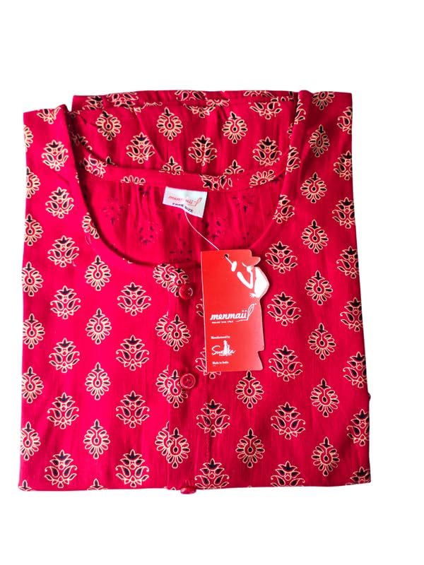 Image of MENMAII Women's [L-4XL] Full Open /Front Buttoned [a Kind of Adaptive Clothing] Multipurpose Nighty for Maternity /Pregnancy /Elderly /Patient /Feeding /Hospital Purpose Nighty Calf Length