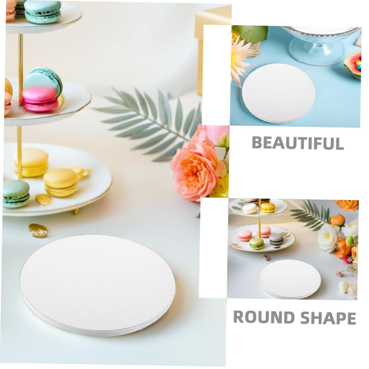 PRETYZOOM Base de Gâteau Ronde 10 Pouces en Carton Blanc, Lot de 7