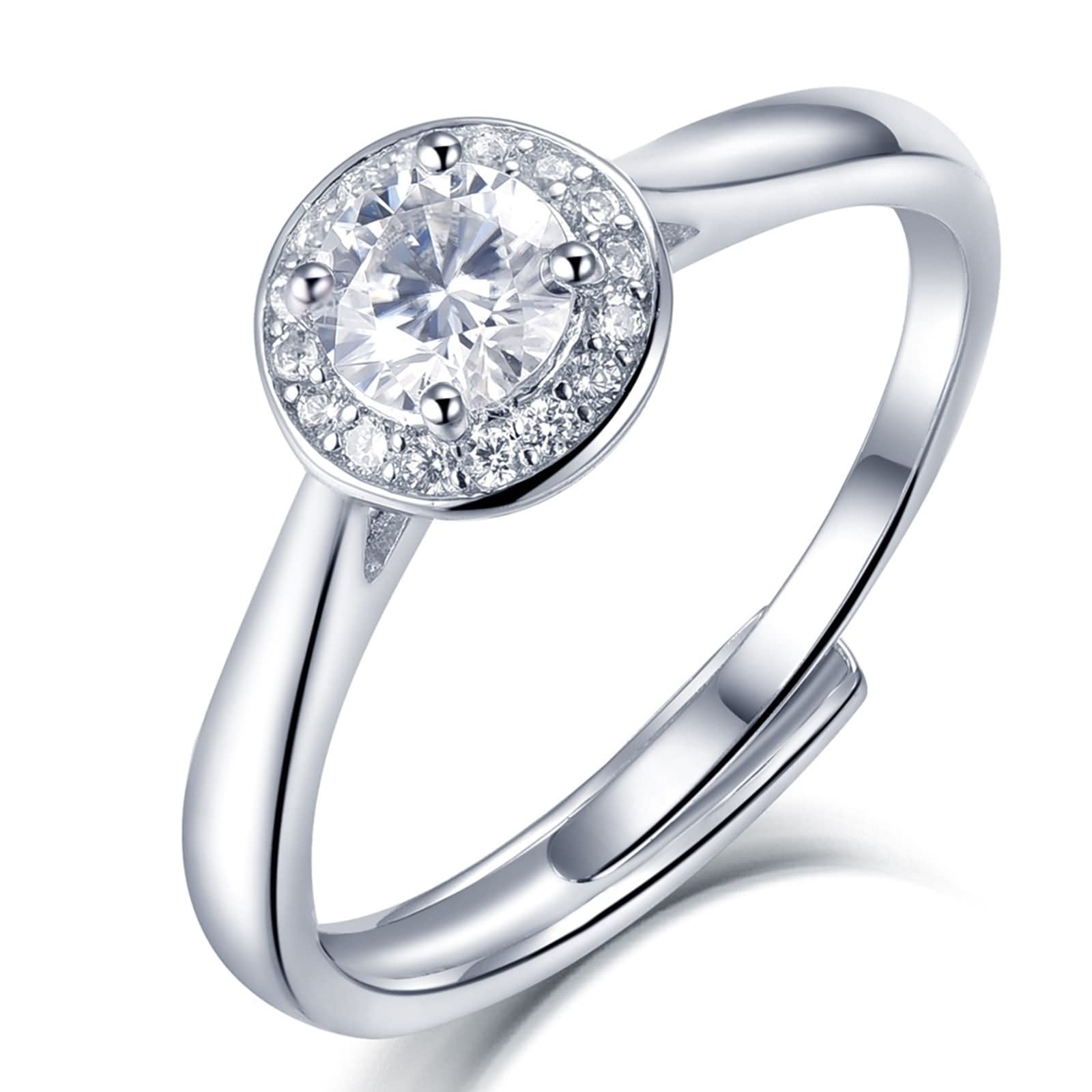 Eheringe für Damen aus Sterlingsilber, rund für Damen aus Sterlingsilber mit Zirkonia