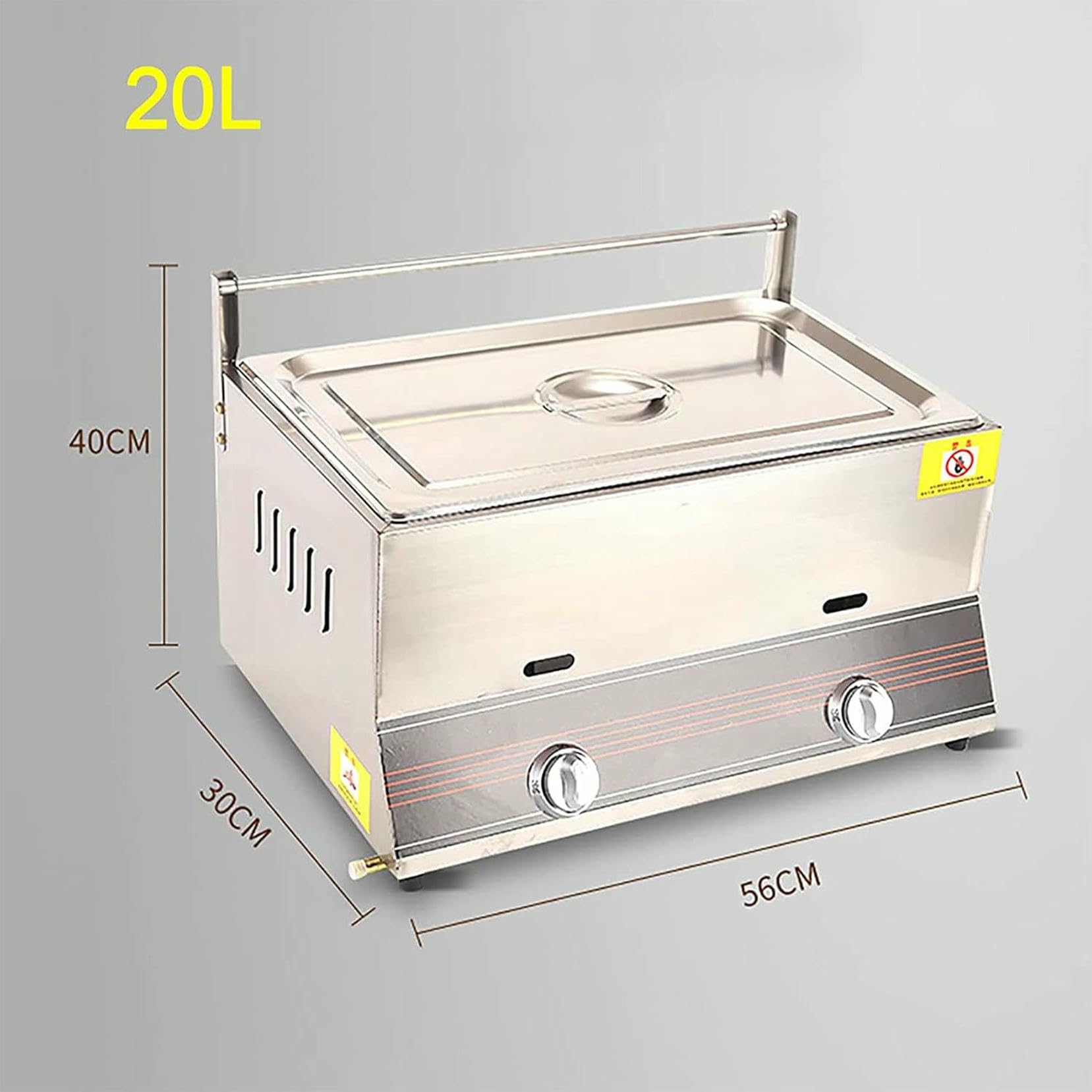 Freidora Comercial, freidora a Gas de Gran Capacidad de 20 l con cestas, freidora a Gas GLP de Acero Inoxidable para encimera, para Patatas Fritas, Restaurante, Cocina casera~/
