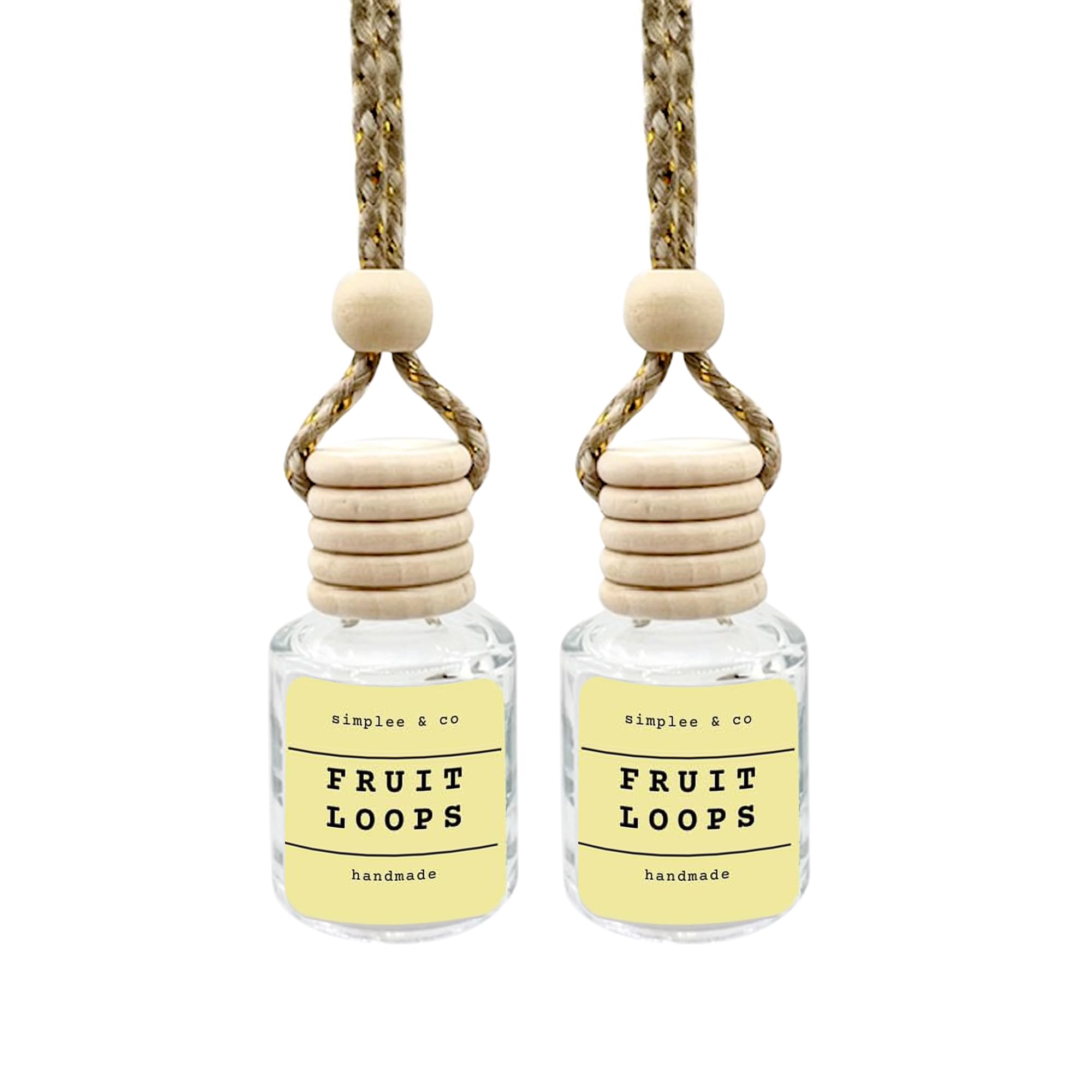 Fruity Rings, 2 Pack, Car Air Hanging Essential Oil Diffuser, Car Air Freshener Diffuser with Long Lasting Essential Oils, Aromatherapy Vehicle Diffuser, Long Lasting