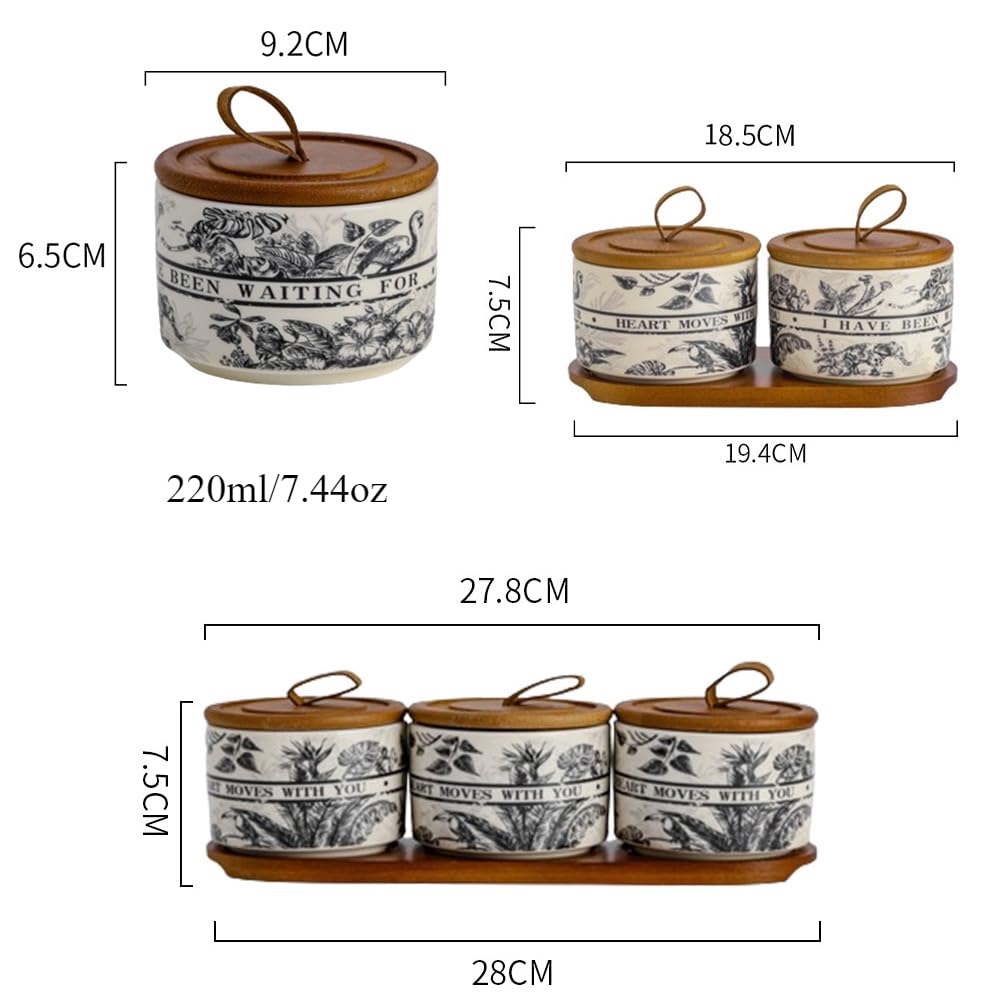 Condition photo showing New/Like New for chinese style floral spice jar set bottle household ceramic salt shaker kitchen seasoning box with lid and spoon underglaze hand-painted pepper bowl sugar container (style e,single can)