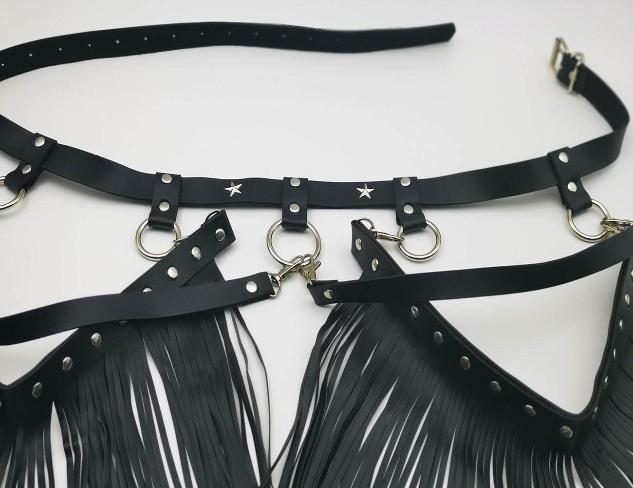 Women Body Harness Garter Punk Leather Waist Belts with Fringe Gothic Leg Tassel Belt for Dress Festival Dance Consume