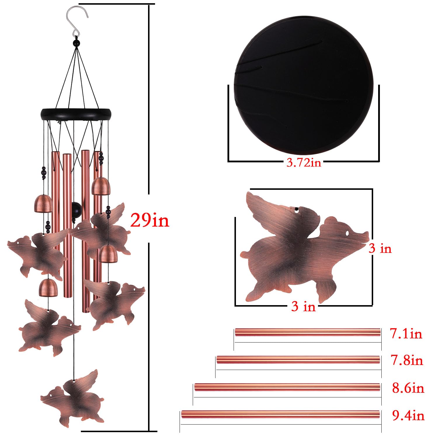 Windspiel Mit Fliegenden Schweinen - Garten-Deko Für Balkon, Terrasse & Als Glücksbringer
