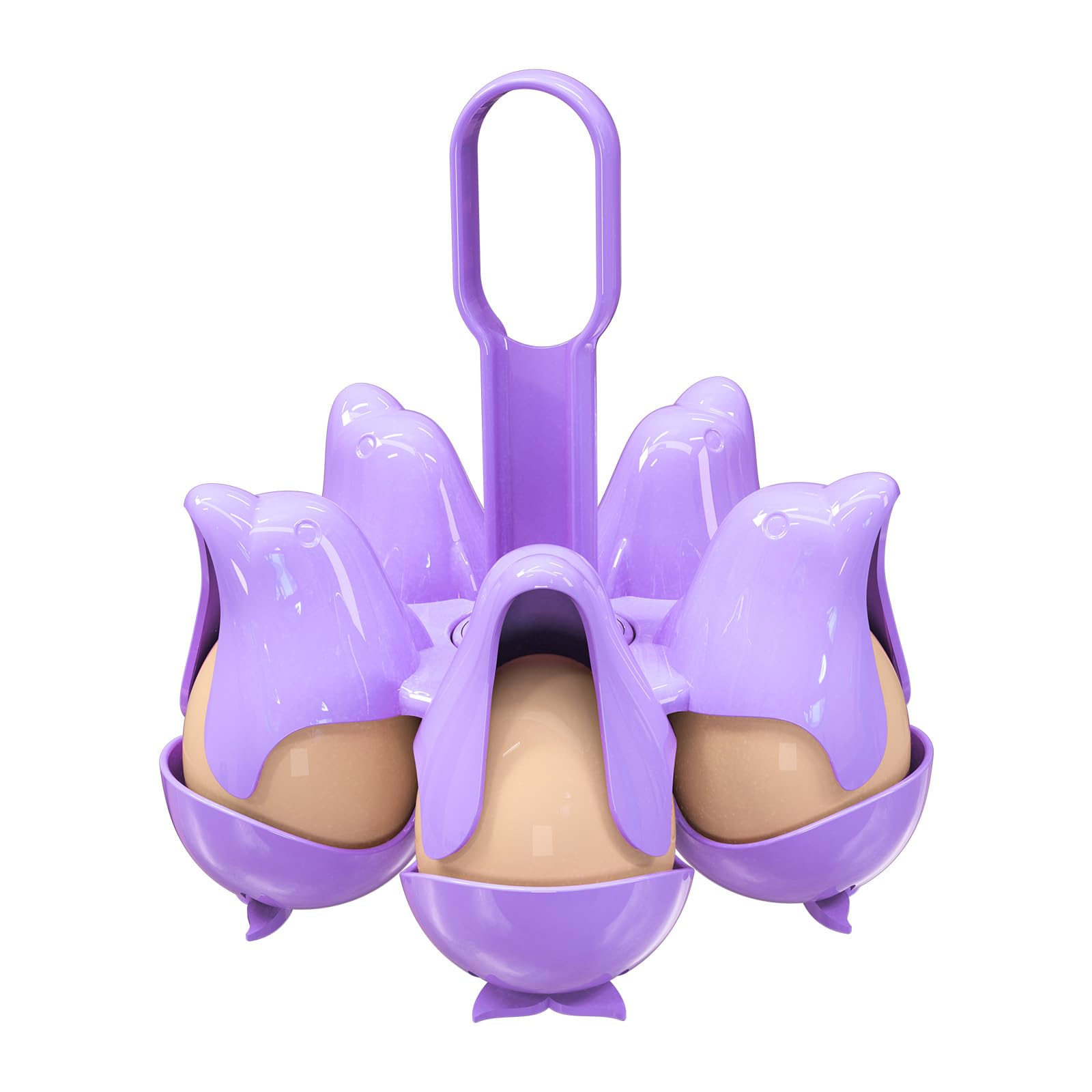 Asltw Dolphin Boiled Egg Holder – Cute 3-in-1 Egg Cooker Rack for Boiling, Serving &amp; Storing Eggs, BPA-Free Kitchen Gadget Holds 5–10 Eggs, Fun Gift for Kids &amp; Families (Purple)