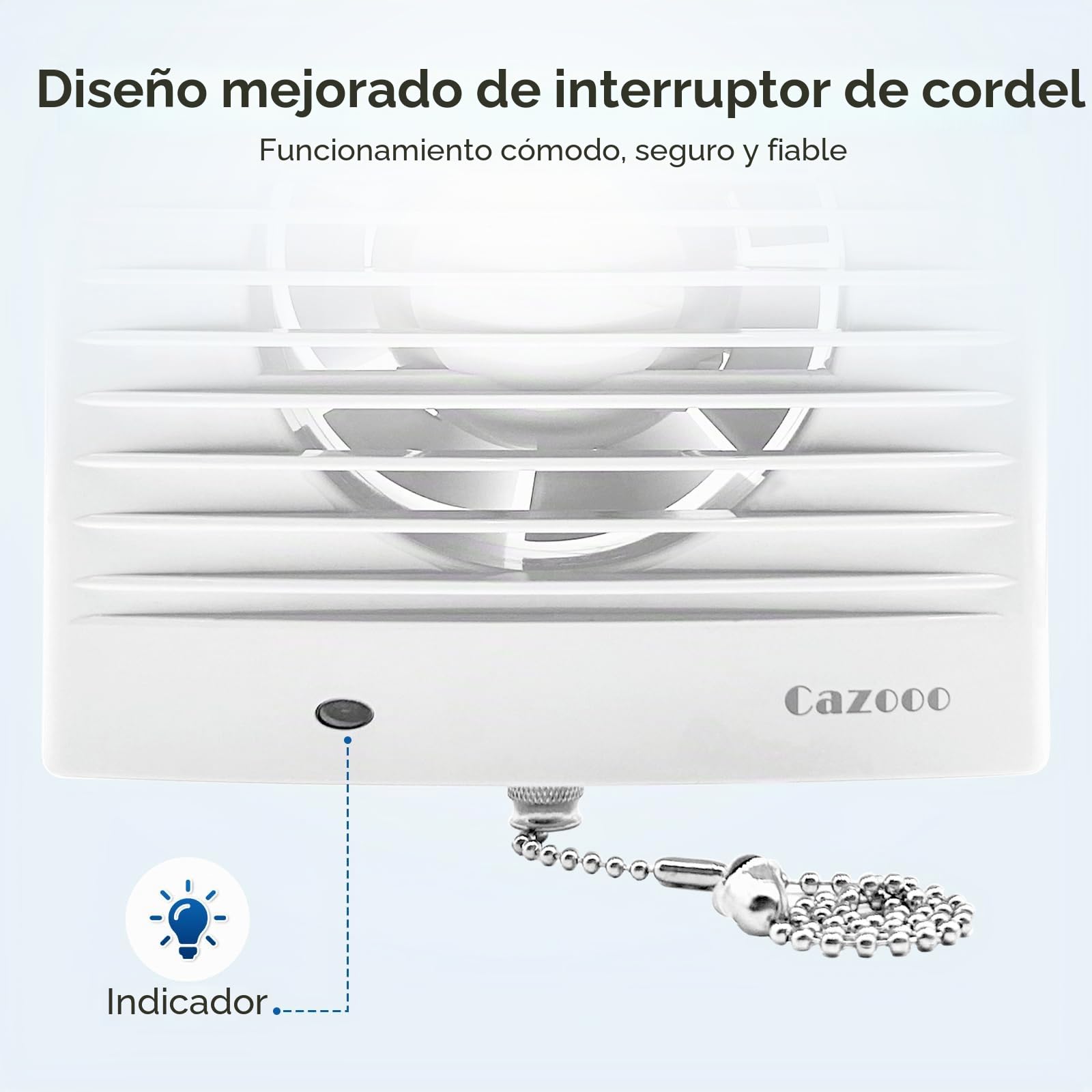 Ventilador extractor de baño de 100 mm con temporizador y cable de tracción, ventilador silencioso de baño de 12 W 130 m³/h, para montaje en pared/ventana, para cocina, inodoro, oficina, 34 dB