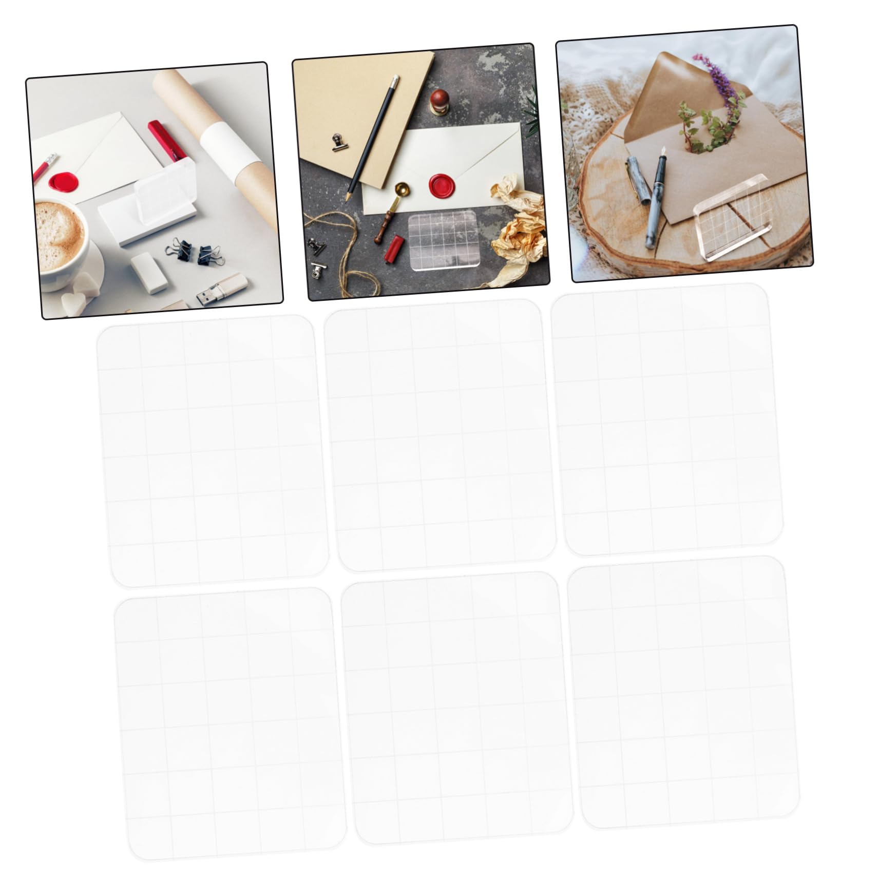 HOMSFOU 5 Set Strumento Di Stampaggio Acrilico Pastiglie Forniture Per La Creazione Di Carte Goffratura Diario Fabbricazione Primo Timbro Di Scrapbooking Accessorio Timbro Bianca 6 Pezzi*5