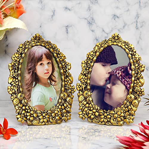 Image of Handicrafts Paradise Metal Photo Frame Pair for Anniversary gift Showpiece Home Decor for Living Room 7.5 X 10 Inch