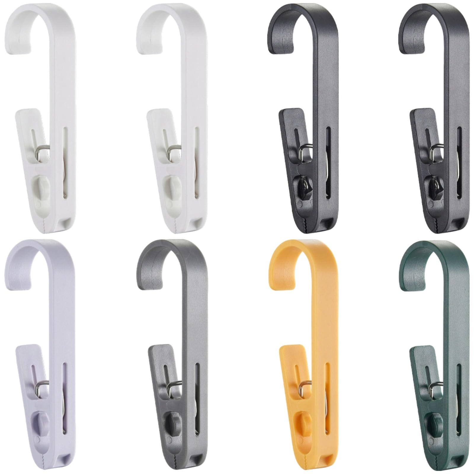 8 STK. Duschvorhanghaken-Clips, Wäscheklammern mit drehbaren ABS-Klemmen, 13,5 cm, Mehrfarbig, rostfrei für Badezimmer, Innen- und Außenbereich