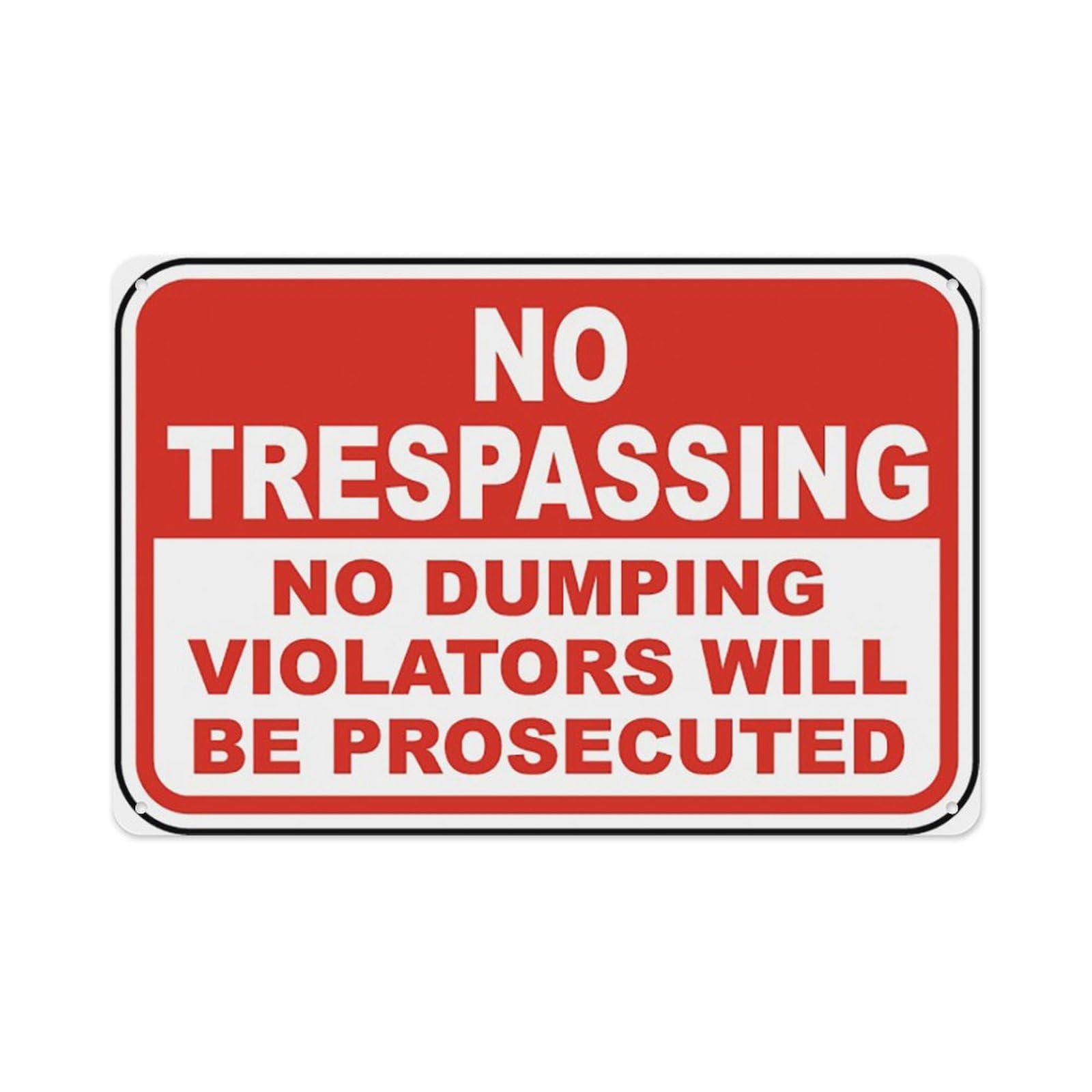 peiyeety No Trespassing No Dumping Sign Aluminum Tin Warning Signs For Home Outdoor Garden 12X16 Inches