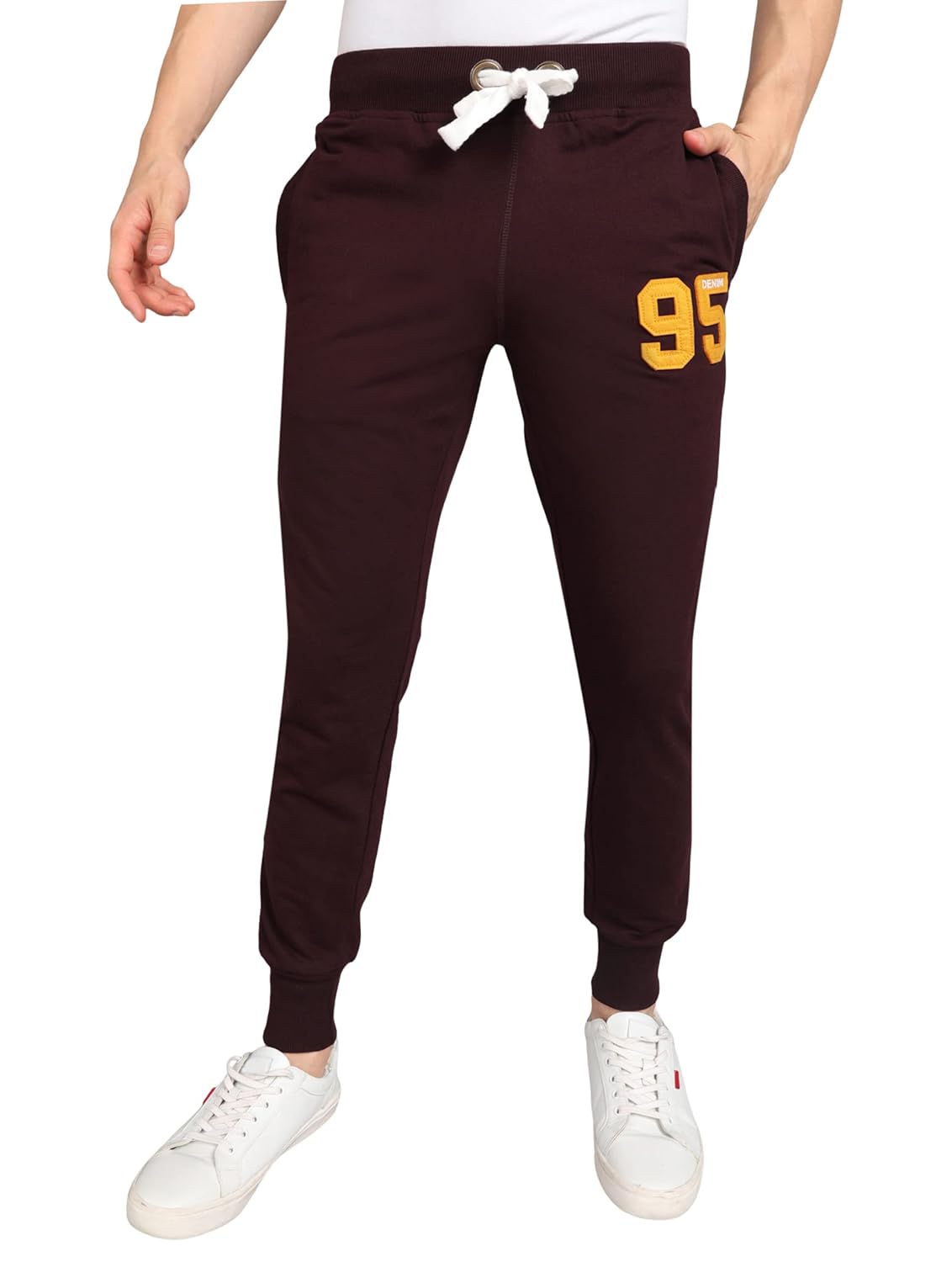 Alan Jones Clothing Men's Slim Fit Track pants(JOG18D95WINES_Wine