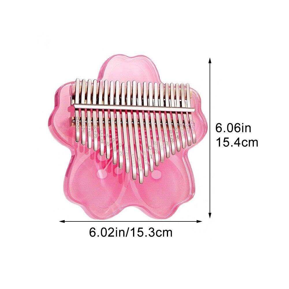 Mignon Pouce Piano Kalimba 17 Touches Rose Fleur De Cerisier En Forme Transparent Mini Doigt Piano Kalimba Instrument De Musique Pour Les Enfants