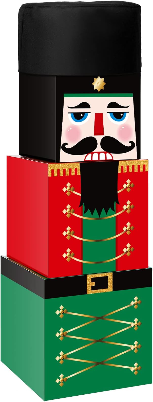 Marspark 4 Pieces Christmas Box Decoration Christmas Nesting Boxes Christmas Decorative Boxes Stackable Christmas Boxes Stackable Nesting Boxes Christmas Stacking Boxes(Nutcracker)