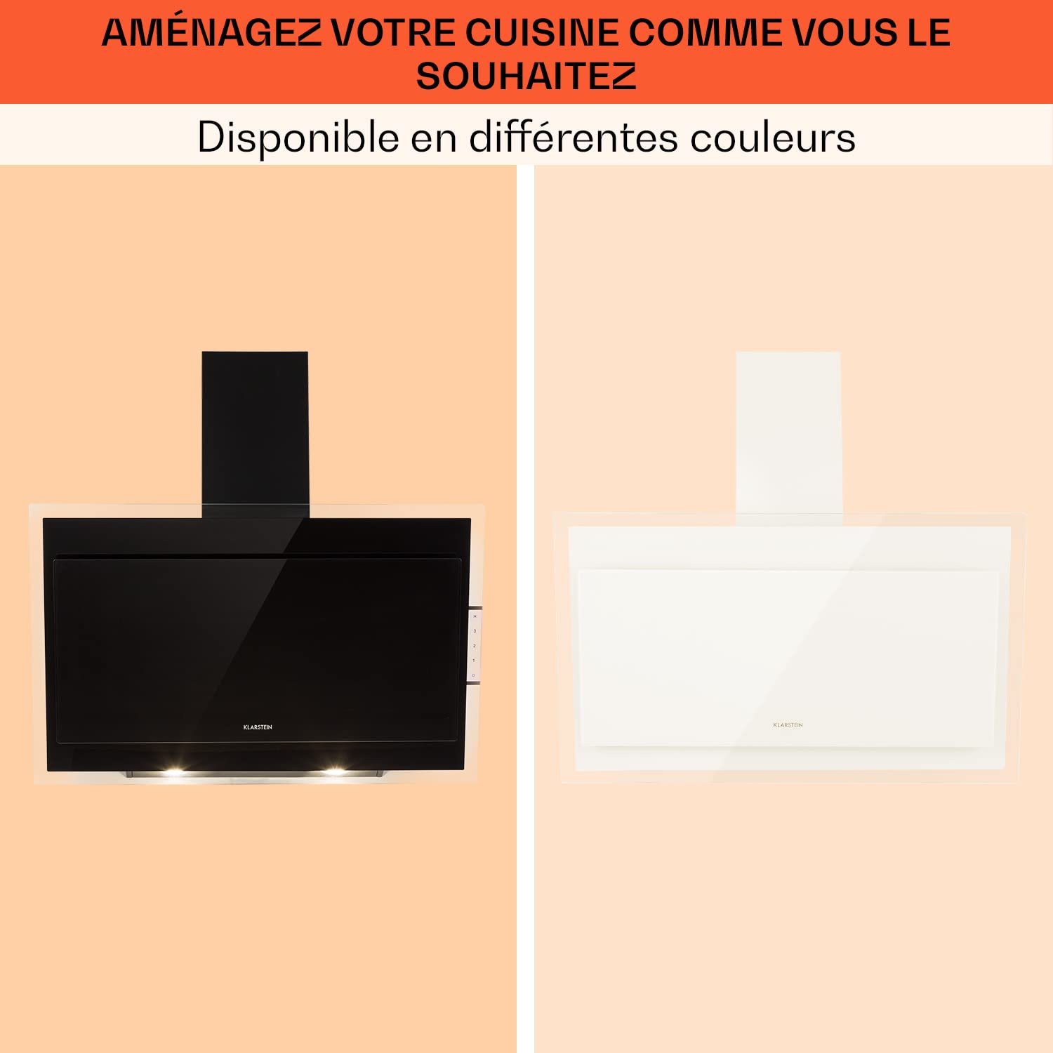 Klarstein Hotte Aspirante 90cm, Hottes de Cuisine Inclinées, Filtre de Hotte en Aluminium, Débit d'Air Puissant 601m³/h, LED, Ecran Tactile, Extracteur d'Air Silencieux, Hotte Efficace avec Evacuation