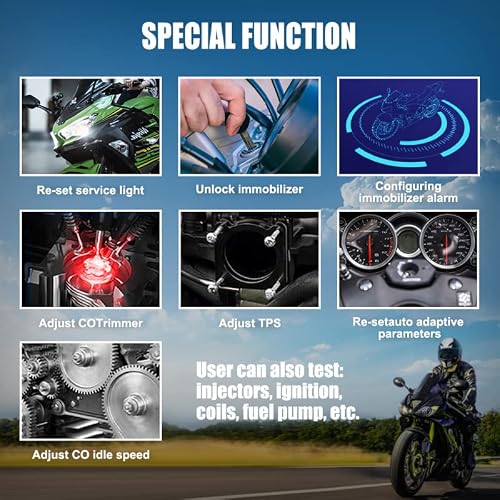 Topdiag M100 Motorcycle Obd2 Code Scanner - Read/Erase Codes, Motorcycle Battery Tester, Motorcycle Diagnostic Scan Tool With Battery Diagnostics, Charging Test For Honda Yamaha Sym, Kymco, Suzuki #TOP5