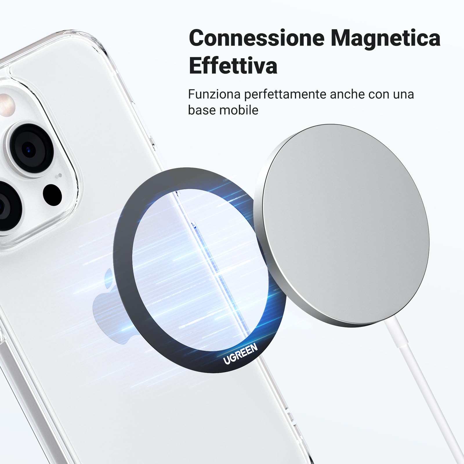 UGREEN Anello Universale Magnetico da Attaccare al Supporto e Accessori MagSafe, Compatibile con iPhone 17 Pro Max Air/16/15/14, Galaxy S25/S24 etc, 2 Pezzi,Nero