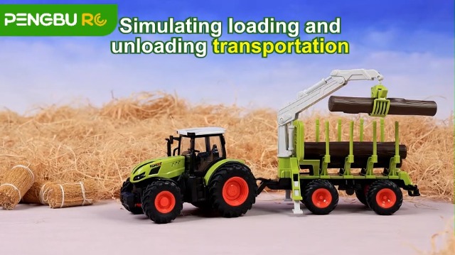 FRUSE Remote Control Tractor Toy,RC Car Set & Truck And Trailer,Tractor Toy With 2 Rechargeable Batteries,Light,Farm Toys Include Cows,Sheep And Hay - View #5