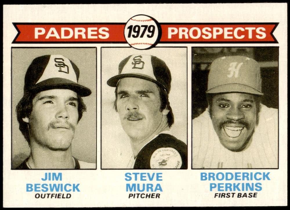 1979 Topps 725 Padres Prospects Broderick Perkins/Steve Mura/Jim Beswick San Diego