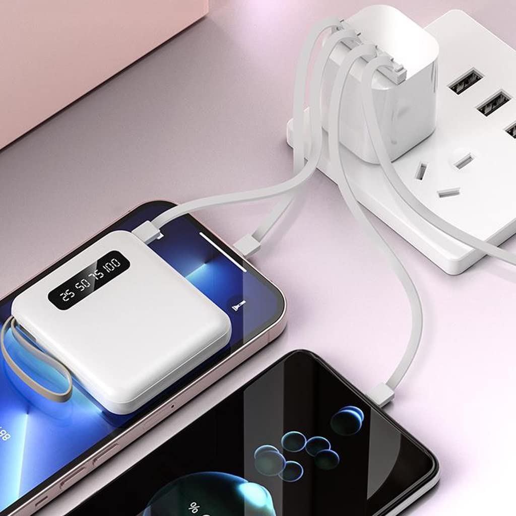Mini 20000 MAh Duża pojemność jest dostarczana z czteroprzewodowym ładowaniem Skarbiec Przenośny power bank z szybkim ładowaniem (Color : Pink, Size : 20000mAh)