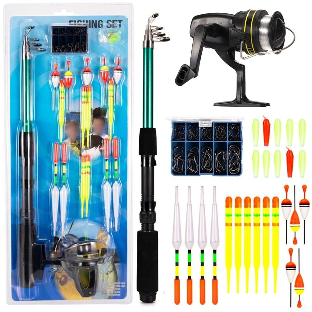 Oniissy Telescopic Fishing Rod And Reel For Beginners Complete Kit With Hooks - Lightweight Portable Fishing Set - Fishing Tackle For Camping Hiking