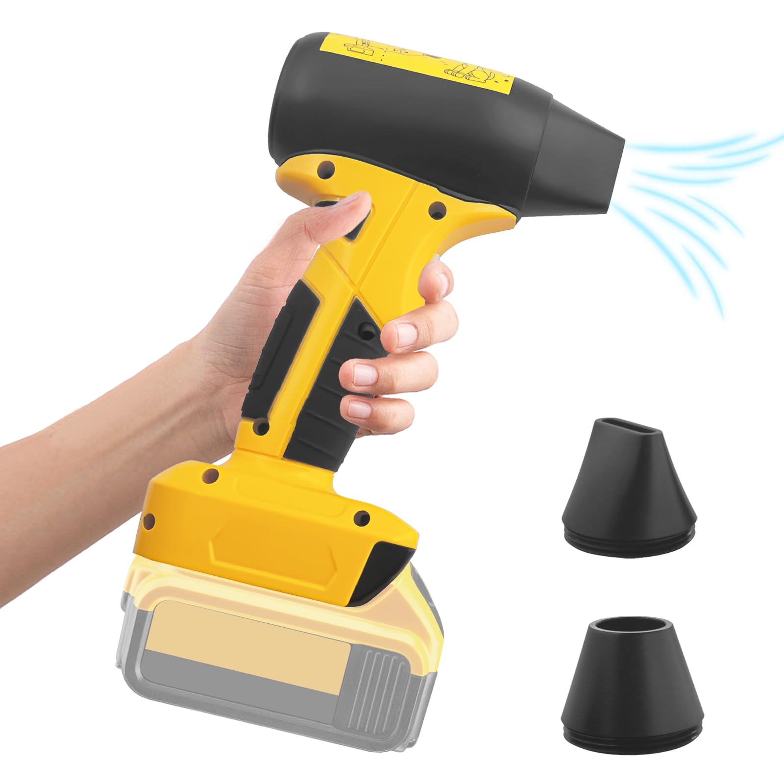 JJFX Compressed Turbo Blower for Dewalt 20V Battery, Jet Fan 4-Speed Max 130000RPM Wireless High Speed Handheld Fan for Air Duster Cleaner, Keyboard Cleaning, Drying, Leaf Blower, BBQ