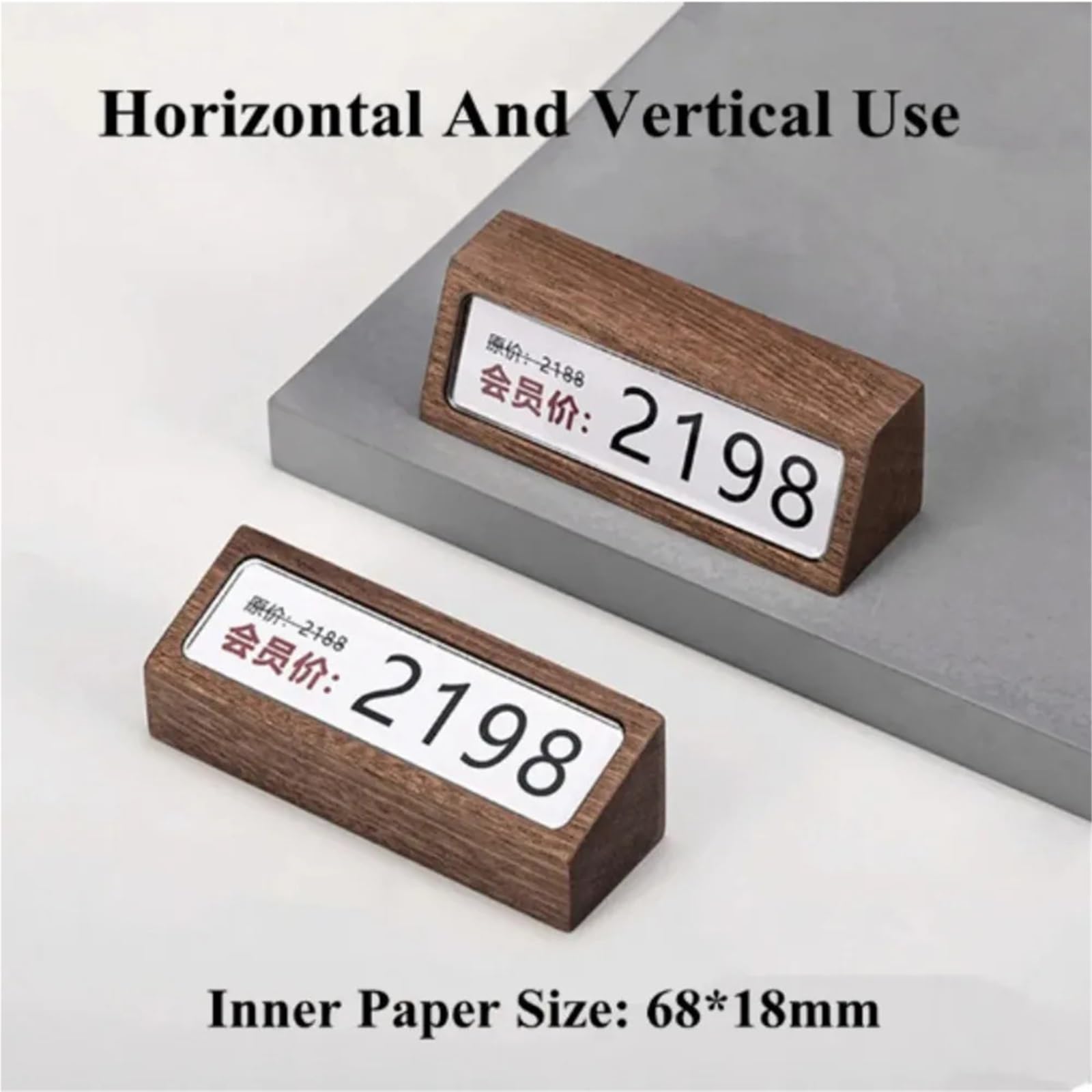 Lot de 6 mini supports d'étiquettes de prix en bois pour affichage et organisation pour magasin de détail (bois de sapelli)