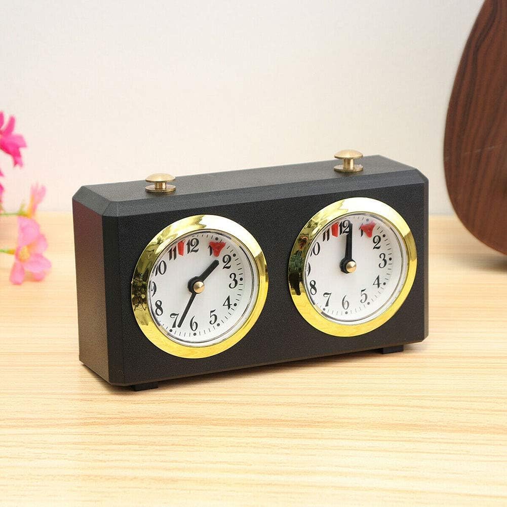 Schach Timer, Professionelle Schachuhr Spiel Timer Analog Uhr Schach Timer I-GO Count Up Count Down Timer, Internationale Schachuhr Keine Batterie benötigt (Schwarz)