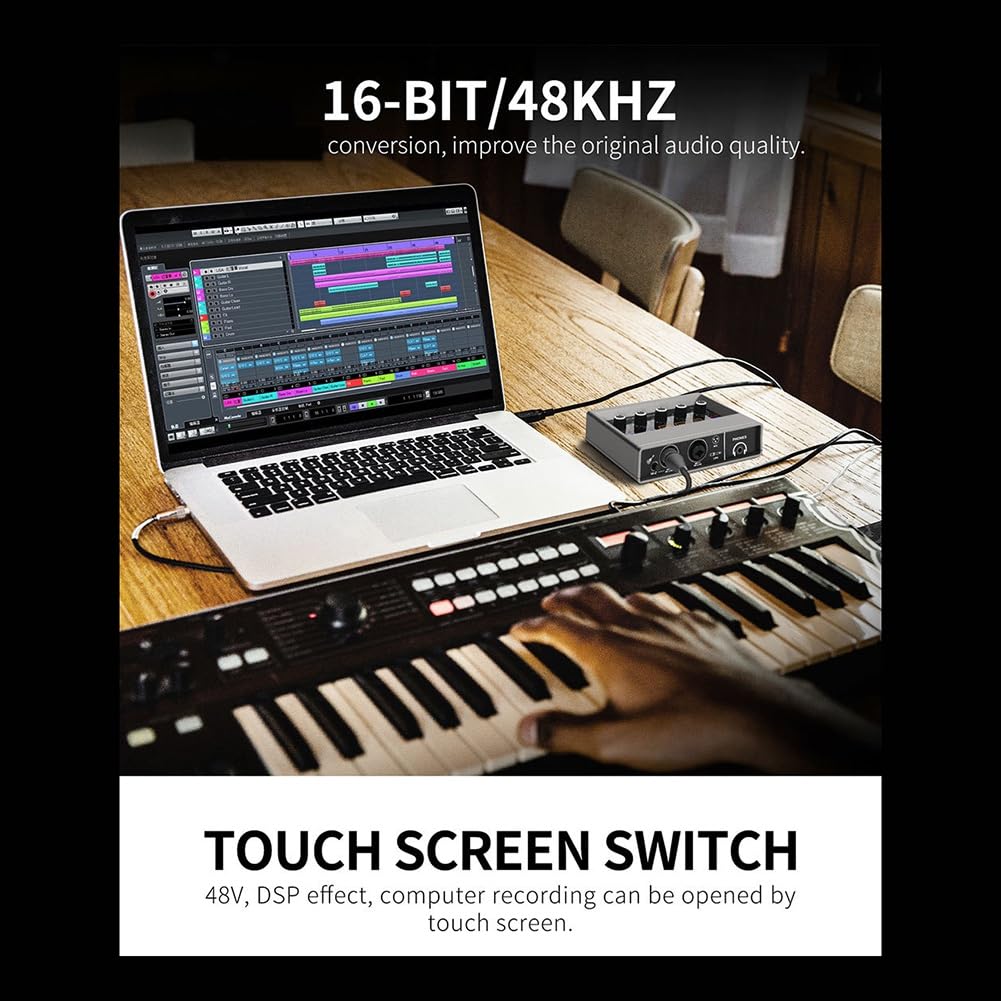Mezclador de Audio Profesional Interfaz de Audio USB Tarjeta de Sonido Equipo de DJ Estudio de Grabación Convertidor de Guitarra Eléctrica