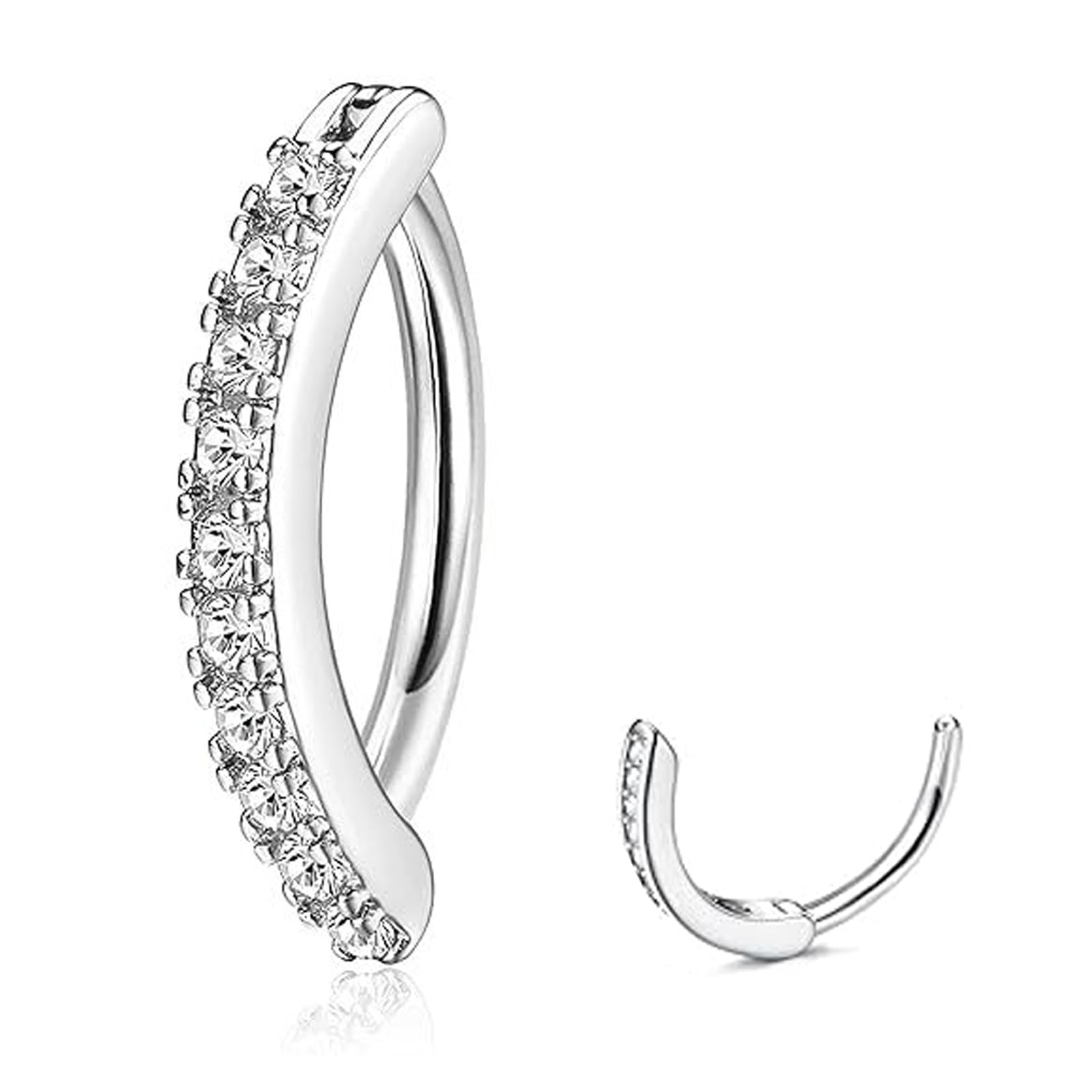 14G Piercing Ombligo Aro, Clicker Piercing para el Ombligo de Titanio Hipoalergénicos Pirsin Anillos con Circonita Cúbica, Joyería Cuerpo para Mujeres y Niñas