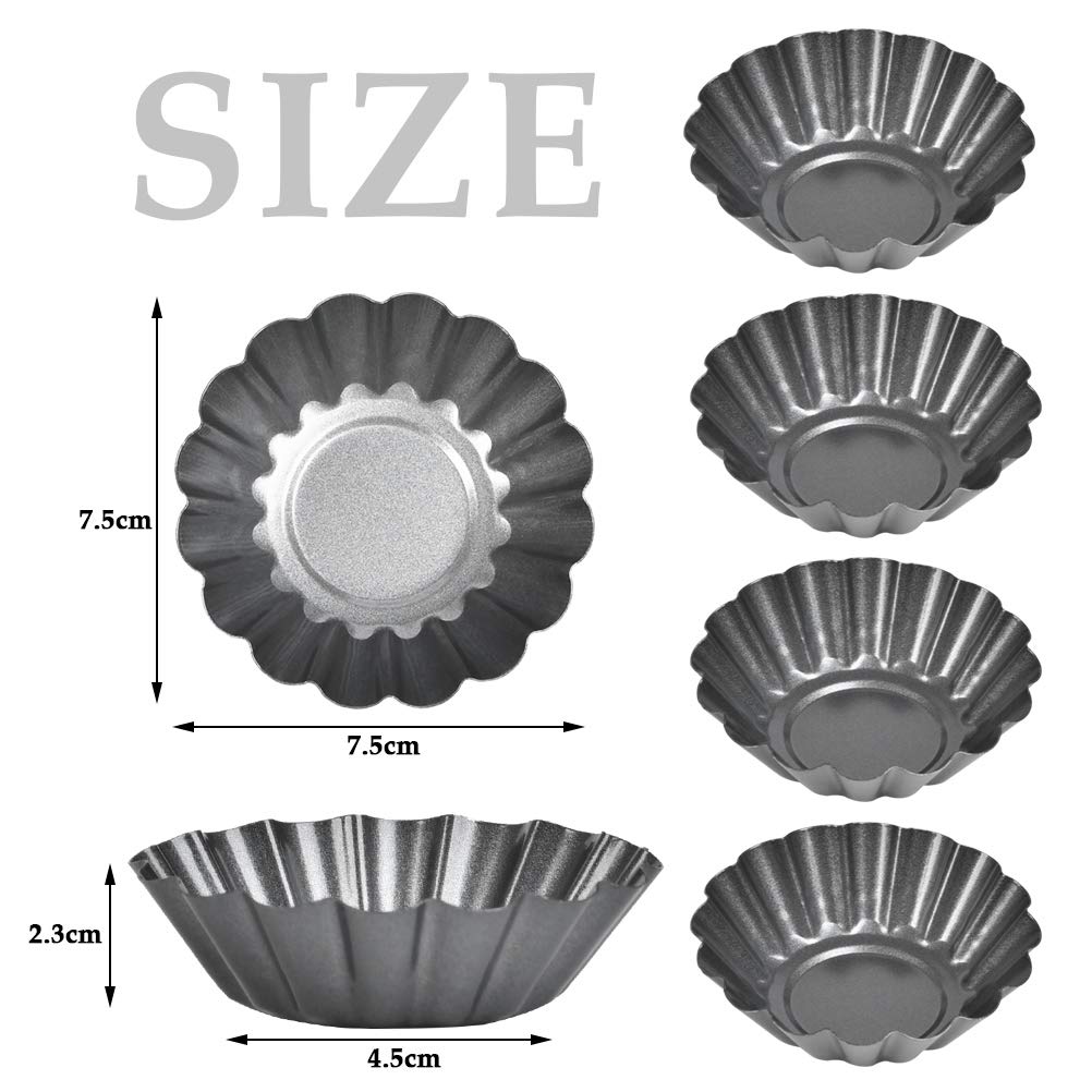 FOCCTS 12-Pack Mini Tart Pans - Carbon Steel Baking Cups, 2.6" Top Diameter, 0.9" Height - View #2