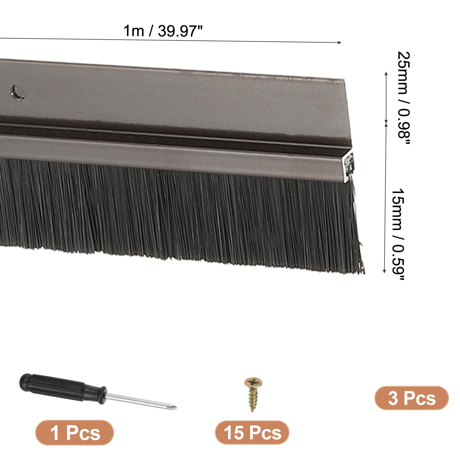 PATIKIL Door Brush Sweeps 0.59" Bristles x 39.37" Long - Image 2