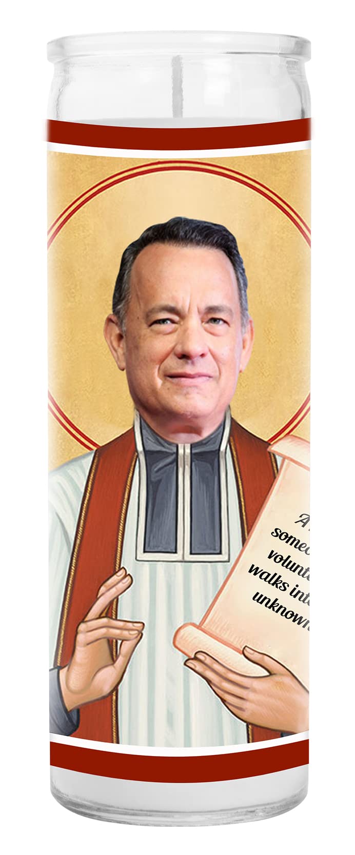 Celeb Prayer CandleTom Hanks Celebrity - Funny Saint - 8 inch Glass Votive - 100% Handmade in USA - Novelty Celebrity Gift (Tom Hanks)