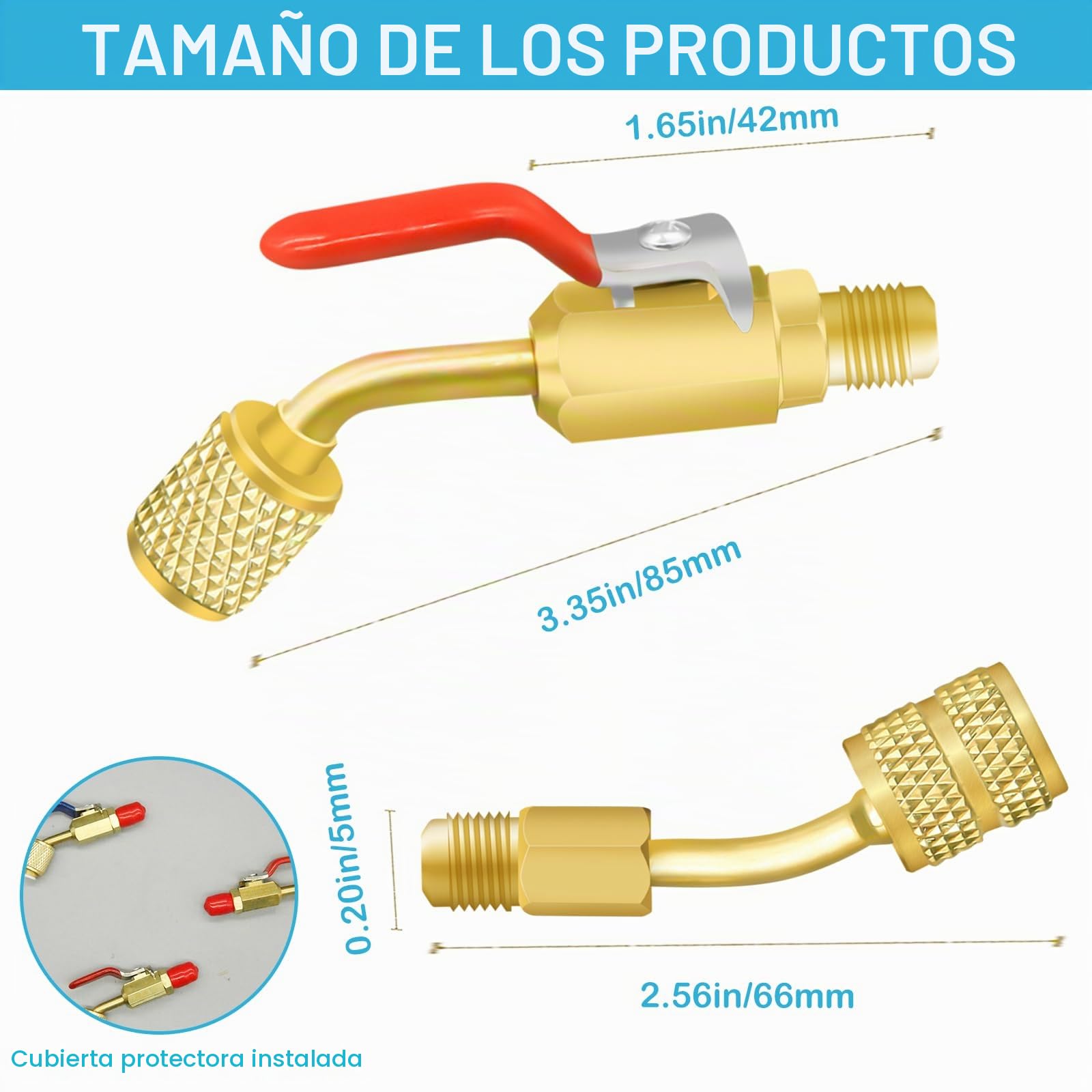 Kit de adaptador dividido de 21 piezas, adaptador R410A, accesorios de baja pérdida para refrigerante R410A, HVAC para refrigerante R410A R134A R12 R22 válvula de bola en ángulo para refrigerante