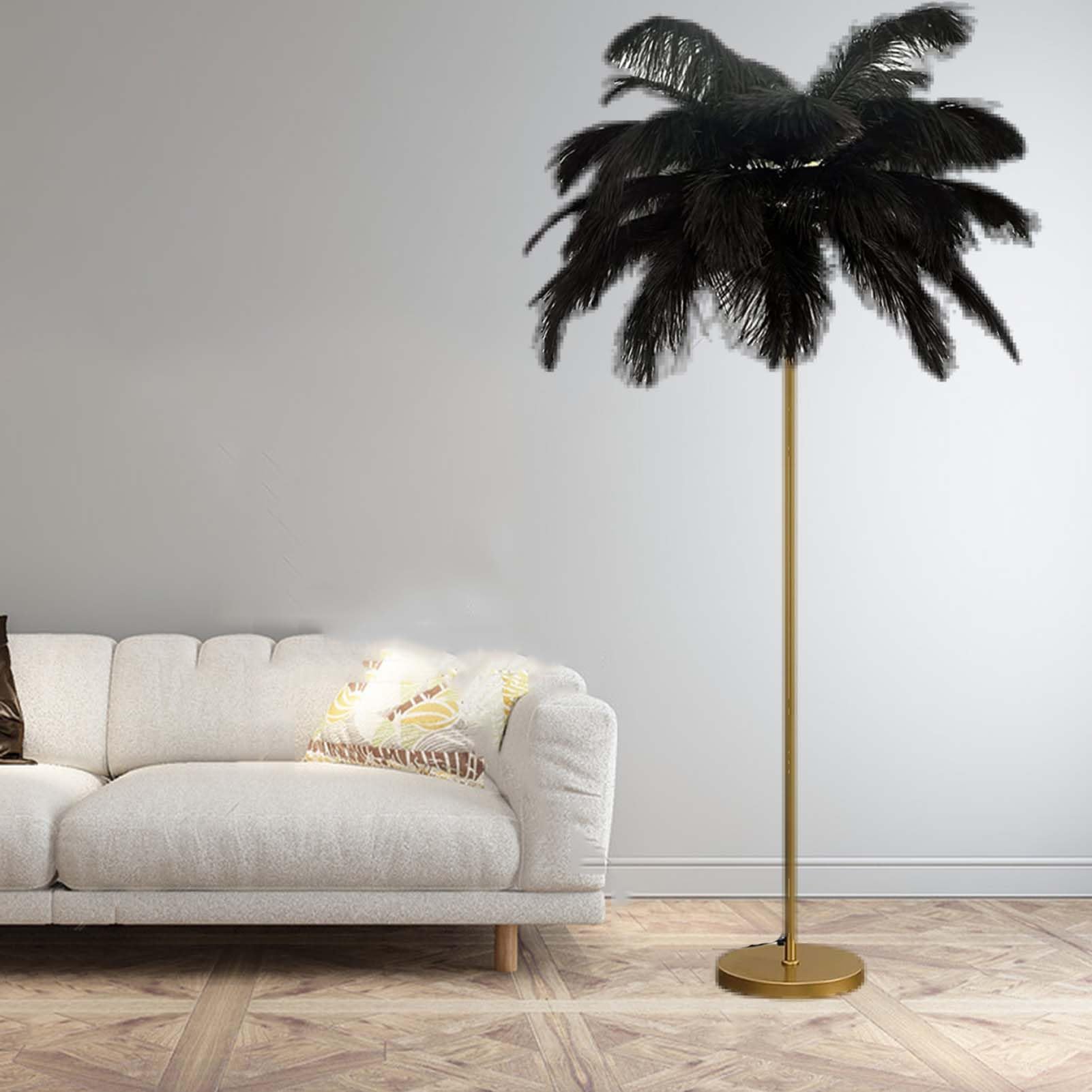 HotcoS Natural Ostrich Feather Lamp Floor,63" Feather Lamps Modern ...