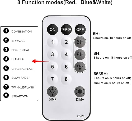 Miniatura 4 de AIBIIN Guirnalda de 300 luces LED de 105 pies para el 4 de julio, luces LED patrióticas para decoración del 4 de julio, luces LED patrióticas,