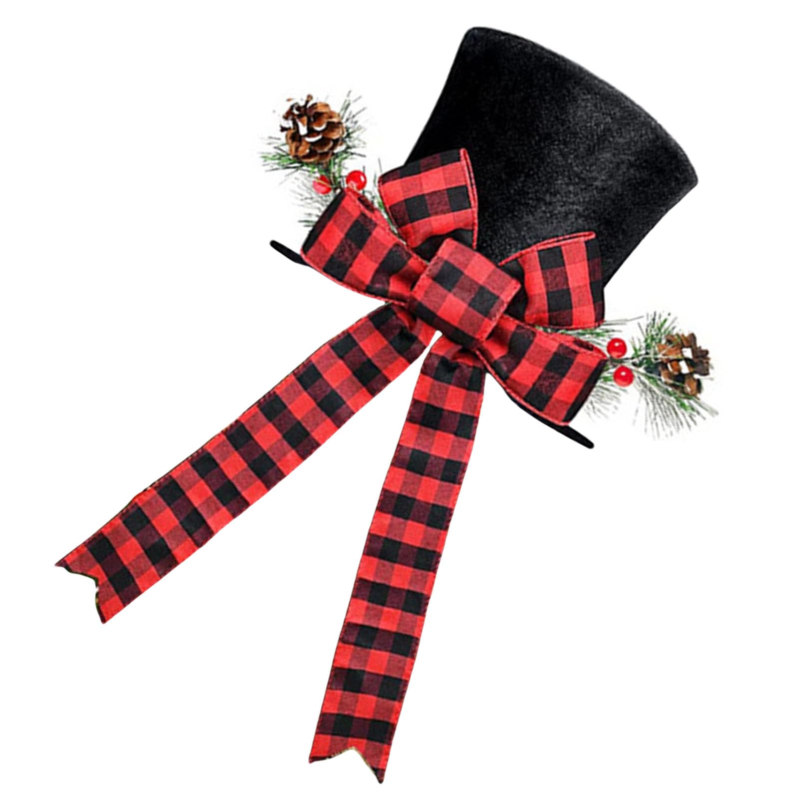 Christmas Tree Toppers Hat with Bowknot Large Toppers Christmas Tree Decorations Tabletop Ornaments Party Supplies Top Hat with Bows Seasonal Decorations