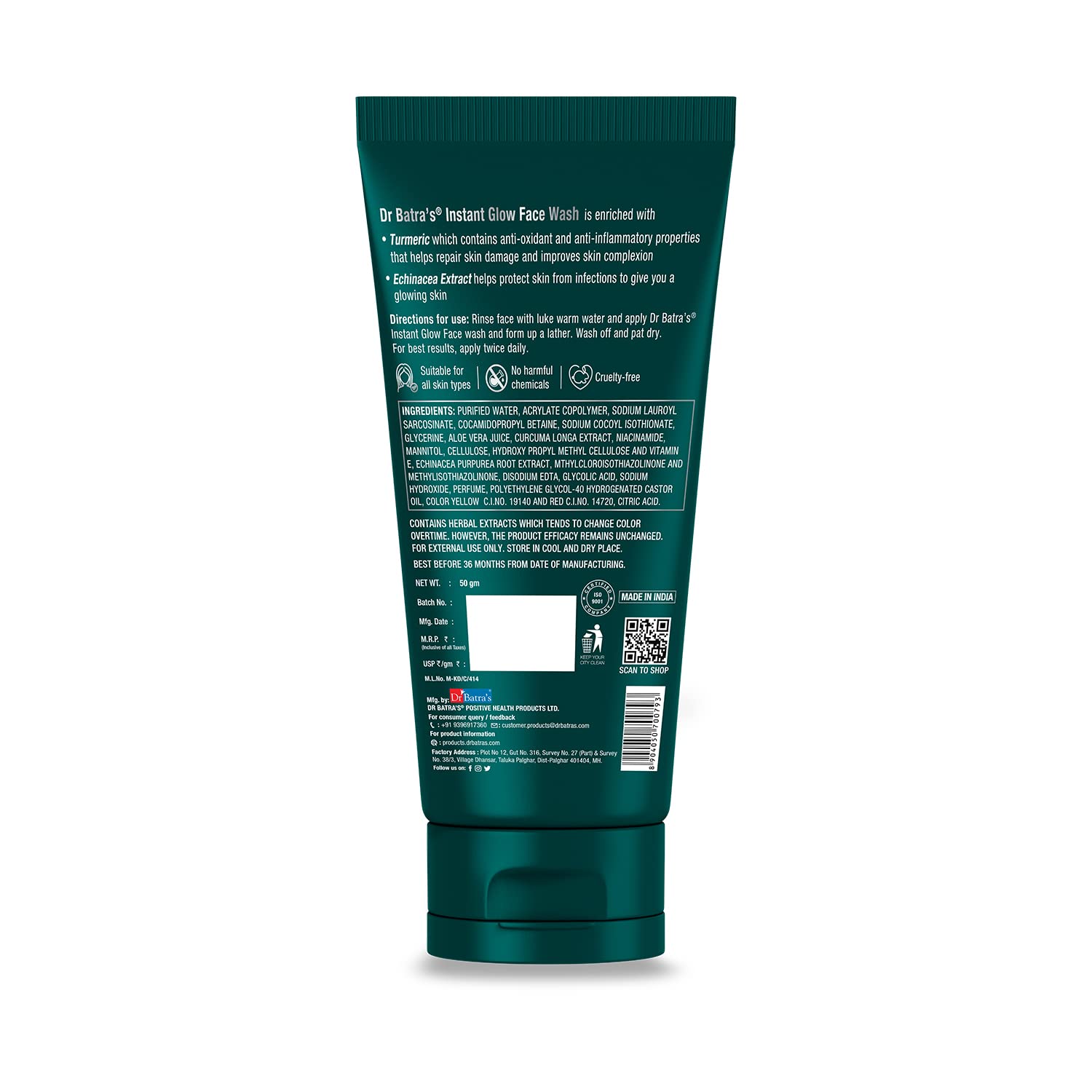 Dr Dry Dr Batra Instant Glow Facewash - 50 Gms