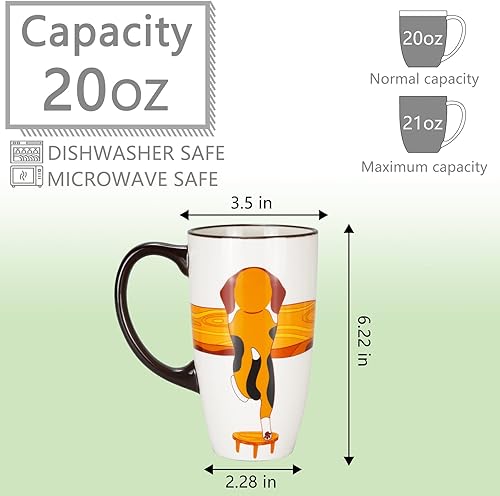 Miniatura 2 de Taza de café de cerámica de porcelana novedosa taza de perro para amantes de los perros, taza de té grande de 20 onzas, regalos de cumpleaños para