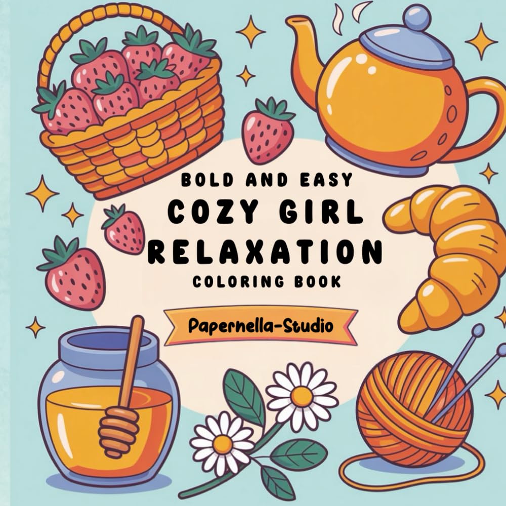 Cozy Girl Relaxation Coloring Book for Adults: Bold and Easy Cozy Coloring Pages for Relaxation, Stress Relief, and Mindful Calm