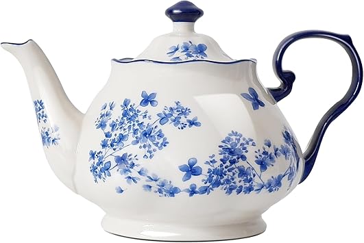 Bone China European Ceramic Teapot 45oz, for Loose Tea & Parties