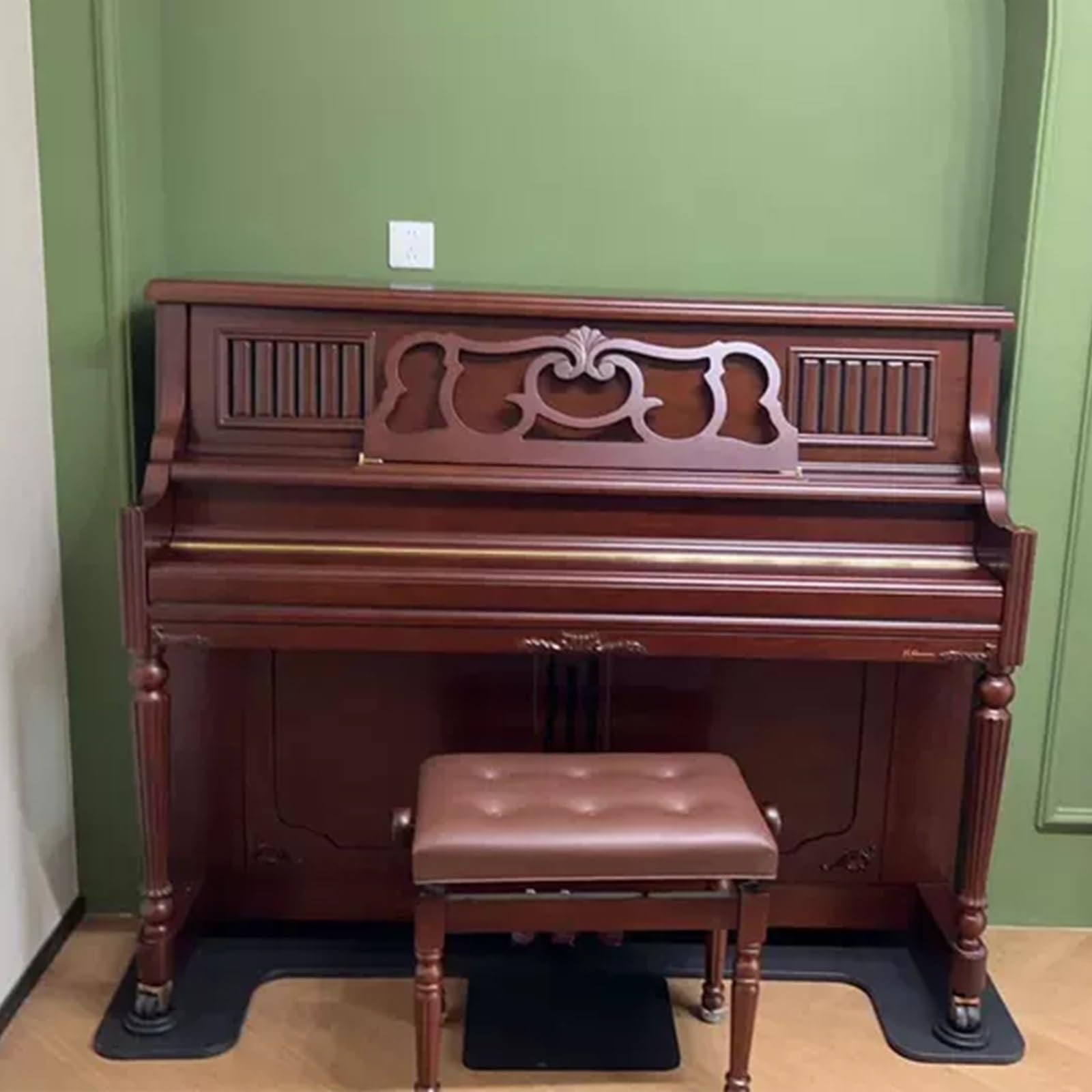 Tappeto insonorizzato per pianoforte, PEEK, con pannello posteriore in poliestere, tappetini antiscivolo per smorzamento del pianoforte verticale, 2 metodi di installazione, coperte acustiche per