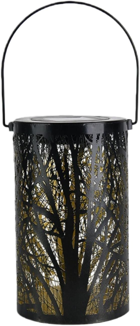 Solar LED Ironwork Latticed Lantern Tree Branch Projection Light for Outdoor Grass Courtyard Landscape Decorative Lighting (Bronze)