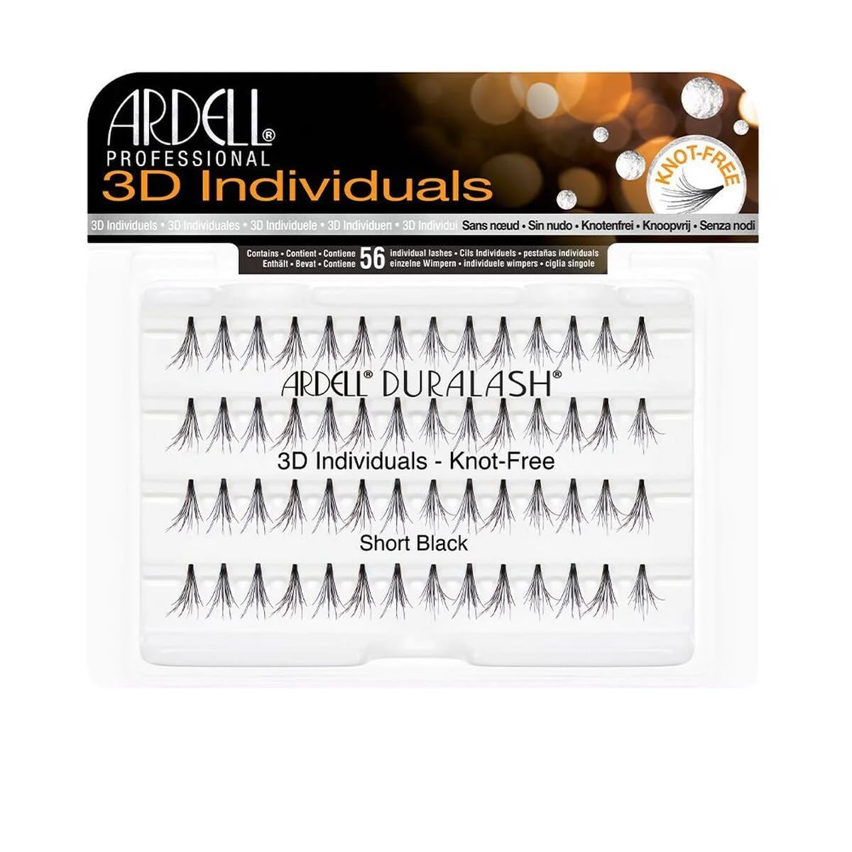 ARDELL Professional 3D Individuales Duralash. Pestañas Postizas Individuales 3D Sin Nudo. Longitud: Cortas Negras. Incluye 56 Pestañas Individuales - 56 Unidades